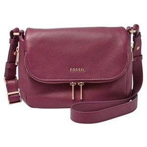 Fossil Preston Crossbody small, maroon leather